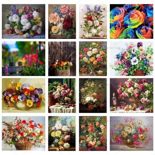 Diamond Painting Rose Flowers Picture Vintage Style Diamond Embroidery Cross Stitch Kit European Court Painting Diamond Mosaic