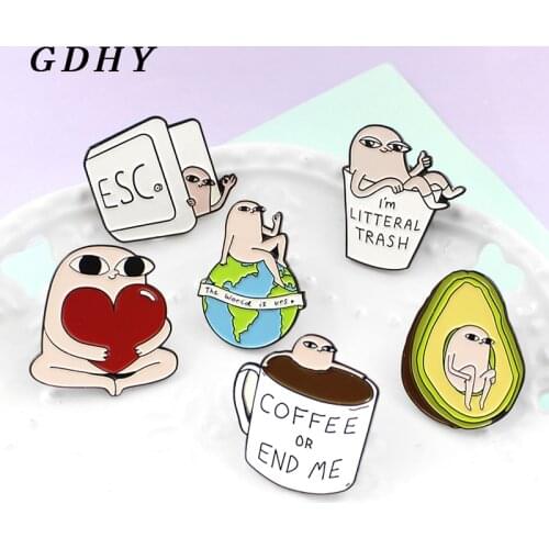 GDHY 6 styles Ketnipz Meme Brooches Enamel pins Pink Ketnipz Little Monster Funny Comics Coffee Avocado Badge Jewelry Spille