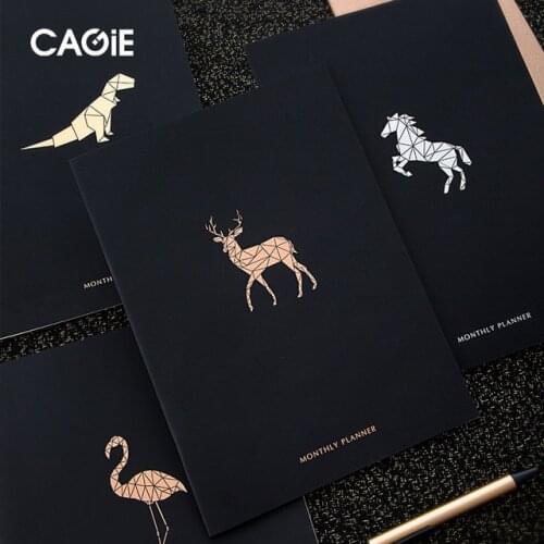 2021 Organizer A4 Planner Black Notebook and Journals DIY 365 Days Kawaii Weekly Monthly Schedule Flamingo Notepad Stationery