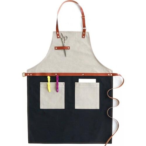 Denim Overalls Work Apron with Pockets Men Apron Kitchen Women Fashion Apron Nail Salon Japanese Apron Hair Cutting Halter Apron