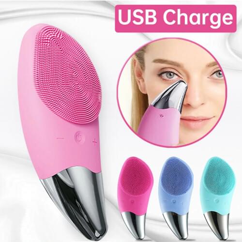 Mini Electric Face Cleansing Brush Silicone Sonic Electric Facial Cleanser Deep Washing Face Massager Facial Cleansing Brush