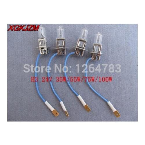 Headlights H3 24V 35W / 55W / 75W / 100W halogen bulb spotlights machine work lights 10pcs / lot free shipping