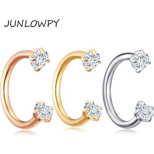 JUNLOWPY 16G Cubic Zirconia Horseshoe Hoop Captive Ring Nose Daith Lip Eyebrow Nipple Ear Cartilage Helix Septum Body Piercings