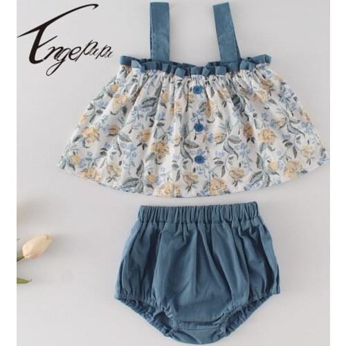 Engepapa Summer Toddler Girls Clothing Sets Sleeveless Suspender Top+Plain Bread Pants Infant Baby Girls Clothing Suit