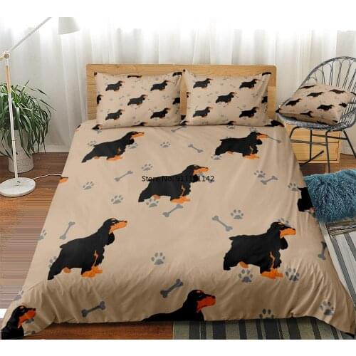 Dogs Duvet Cover Set Cocker Spaniel Dogs Bedding Kids Boys Girls Cartoon Pet Quilt Cover Brown Queen Home Textiles King Dropship