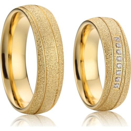 1 pair his and hers alliance 14k emery gold plated marriage wedding rings set for couples jewelry finger ring 8mm