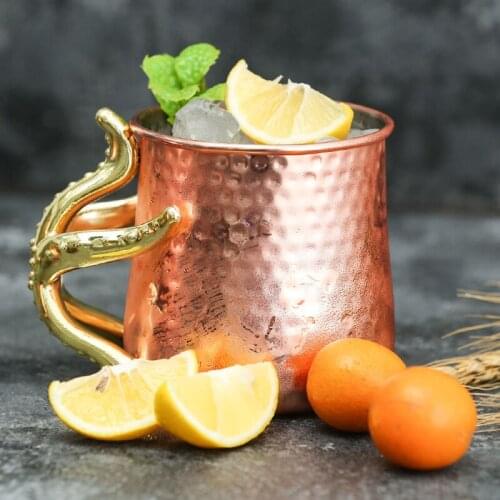 Creative starfish copper mug mug Moscow mule cup stainless steel cocktail metal wine glass cup hammer order cup LB031005