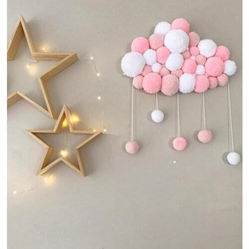 Creative Cute Velvet Ball Hanging Cloud Pompom Photography Props Infant Baby Room Decor Ornaments