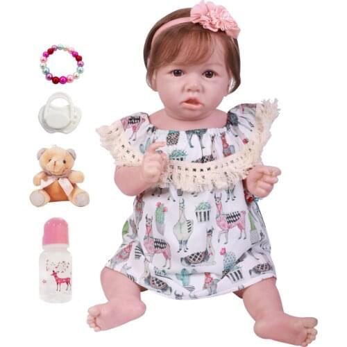 Hoomai23'' 58CM Lovely Bebe Reborn Baby Dolls Full Vinyl Body So Truly Like Alive Doll In Brazil Toddler Bebe Toy Birthday Gifts
