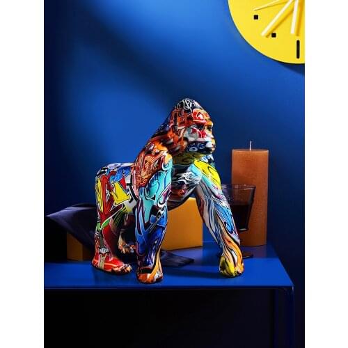 [MGT]American Personality Trend Painted Gorilla Statue Decoration Animal Creativity Home Living Room Art Furnishings Gifts