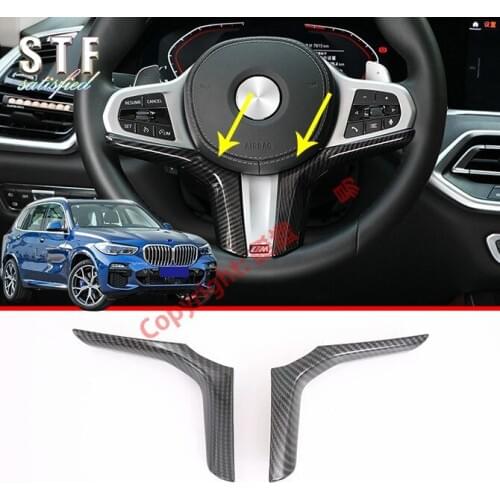Carbon Fiber Style Interior Steering Wheel Trim Cover For BMW X5 G05 2019 2020