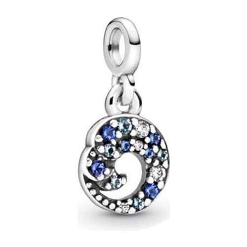 New Years Gift 2020 Winter New Fit Original Pandora Bracelet 925 Sterling Silver Beads Blue Serpentine Circle Dangle Charm