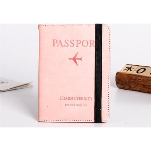 Elastic Band Leather Passport Cover Protector RFID Blocking For Cards Travel Passport Holder Wallet Document Organizer Case Men