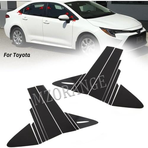 16 pcs Bright Black Car Window Pillar Post Cover Trim for Toyota Corolla 2020 High Quality PVC Decoration Trims