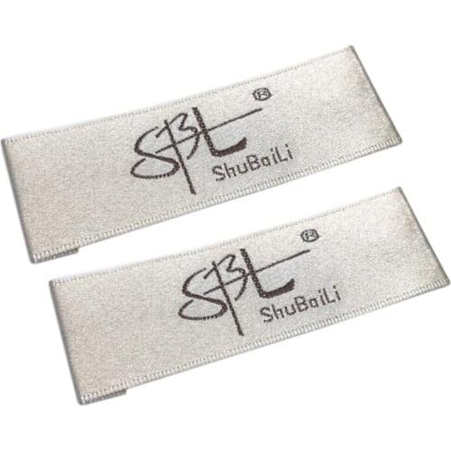 Personalized Satin Hand Clothing Labels Sewing Care Tags With Wash Instruction Printed Logo Garment Wooden Shuttle Woven Labels