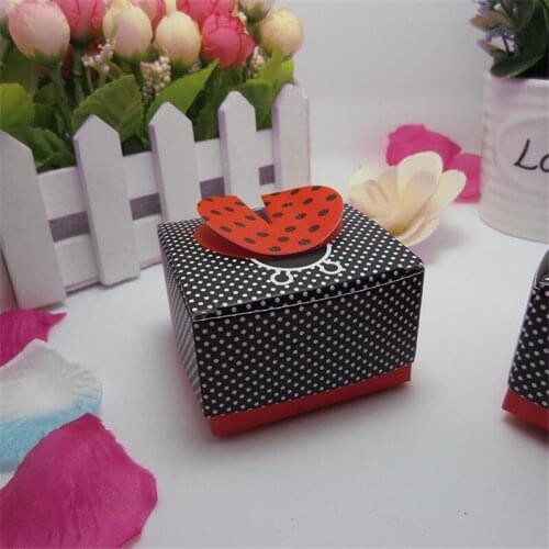 10pcs 3D Wing Ladybug Gift Boxes Wedding Baby Shower Favor Box Candy Dragee Baptism Cake Packaging Box Birthday Party Favours