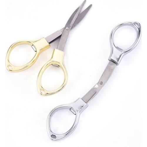Portable Eyebrow Trimmer Multifunction 8 Words Foldable Stainless Steel Scissors Brow Shaper Facial Shaping Scissors Makeup Tool