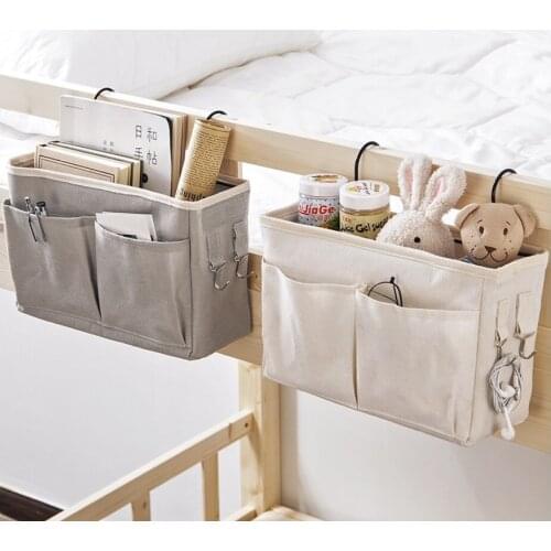 Bedside Hanging Organizer Pocket Storage Bag Wardrobe organizer Canvas Bedroom Bathroom Magazine tote Storage Organizador Pouch