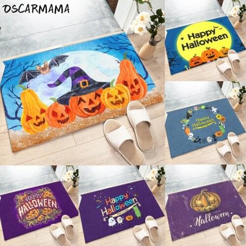 Purple Trick or Treat Halloween Party Pumpkin Ghost Horror Festival Decor Out Door Mat Carpet Bath Rug Non-Slip Toilet Kitchen