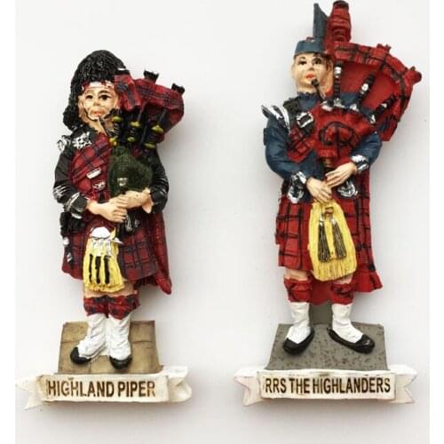 QIQIPP British Creative Tourist Souvenirs Festival Celebration Dressed in Bagpipe Plaid Skirt Magnetic Fridge Magnet
