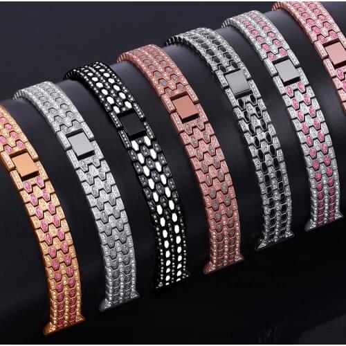 20mm 22mm Exquisite Diamond Strap for Samsung Galaxy Watch 3 Band 41mm 45mm 42mm 46mm Active 2 Women Metal Bracelet Wrist Belt