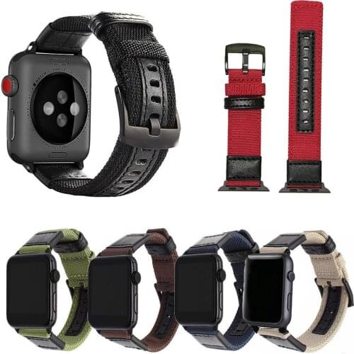 Nylon Leather Strap For Apple Watch Band 6 SE 5 4 3 2 1 Canvas Woven Wrist Bracelet Watchband for iwatch 40mm 44mm 42mm 38mm