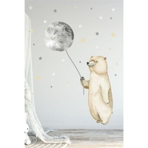 White Bear Wall Adhesive Foil for Printing Home Decor Nursery Accessory Self-Adhesive Wallpaper For Kids Good Quality Trend