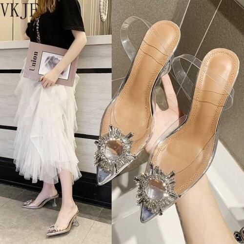 Transparent PVC Sandals Women Pointed Clear Crystal Cup High Heel Stilettos Sexy Pumps Summer Shoes Peep Toe Women Pumps
