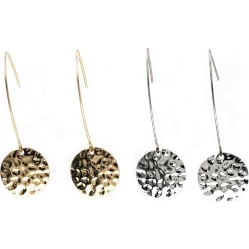 Harmmed Disc Dangle Alloy Metal Drop Earrings for Women