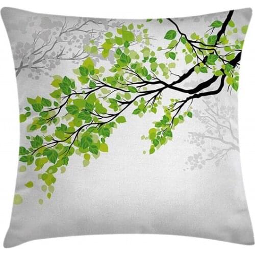 Chic Nature Decor Throw Pillow Case Twiggy Spring Tree Branch Cushion Cover Leaves Summer Peace Woods Decorative Square Pillow