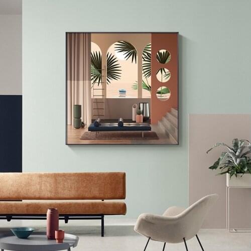 Nordic space indoor renovation Canvas Painting Posters and Print Unique Wall Art Square Pictures For Living Room Bedroom Aisle