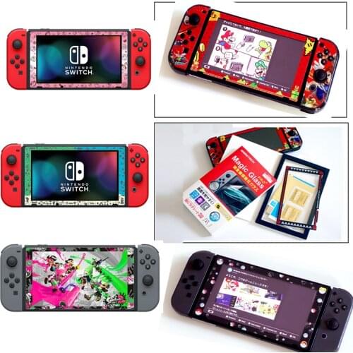 Nintend Switch Hard Shell Tempered Glass Screen Protector HD Colorful Frame Glass Film For NS Switch Game Console Accessory