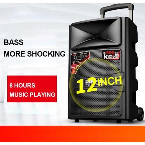 Outdoor Speaker 12 Inch Bluetooth Bass & Treble Echo Big Speaker with Wheels Stereo Party Subwoofer Portable Louderspeaker