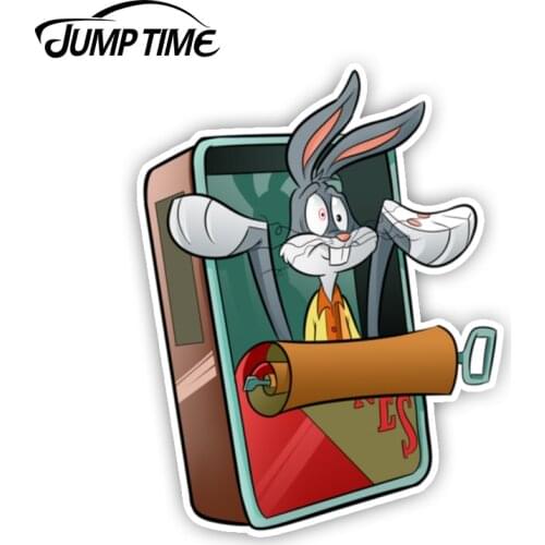 Jump Time 13cm x 9cm For Bugs Bunny Cartoon Rabbit Decal Stickers Truck Vehicle Window Car Styling Vinyl Decor Bumper Waterproof