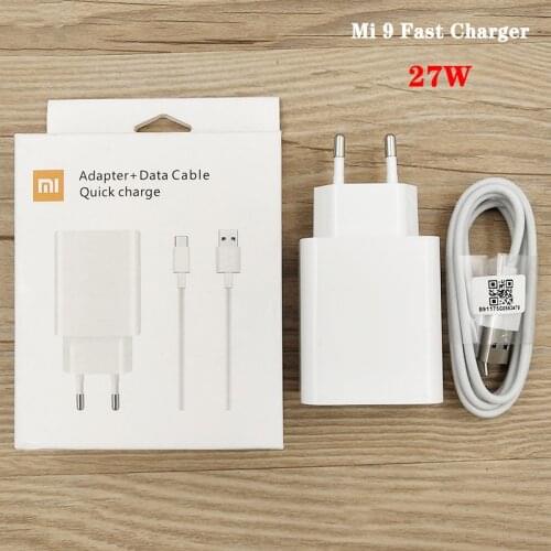 XIAOMI 27W USB Fast Charger QC4.0 Turbo Charge Adapter Type C Cable For Xiaomi Mi 9 8 se CC9 A3 Lite 9T Redmi Note 8 9 Pro 8T 9S