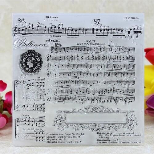 YLCS116 Music Silicone Clear Stamps For Scrapbooking DIY Album Cards Making Decoration Embossing Craft Rubber Stamp 14.5x14.5cm