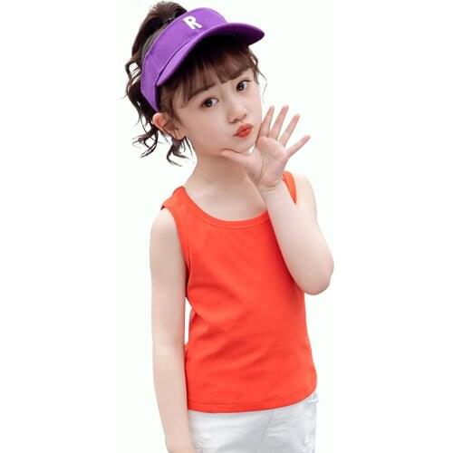 Big Girls Vest Colored Kids Soft Cotton Children Tops Summer Baby Singlet Girl Undershirts Teenager Tank 6 8 10 12 14
