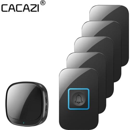 CACAZI USB Wireless Waterproof Doorbell Smart Home Door Bell Chime Kit LED Flashing Security Alarm Welcome Melodies 60 ringtones