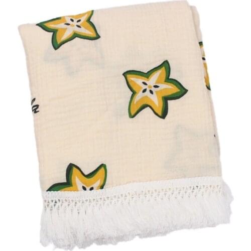 100% Cotton Baby Blankets Newborn for Boys Girls Muslin Swaddle Blankets Flower Print Bedding Quilt Swaddle Baby Tassel Swaddle