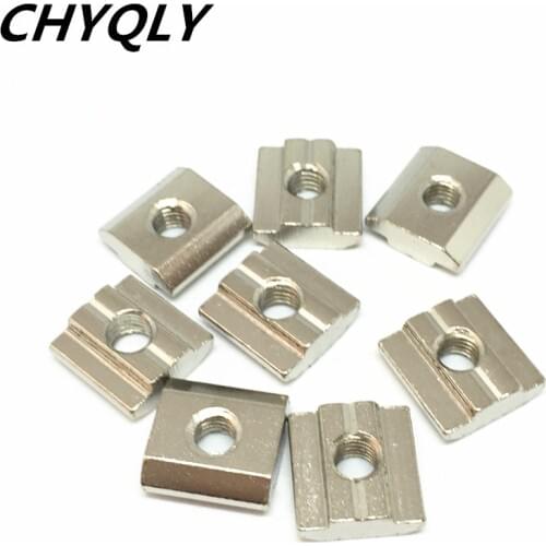 100pcs 30-M6 T Sliding Nut Block Square nuts M6 for 3030 Aluminum Profile Slot Zinc Coated Plate Aluminum connector Accessories