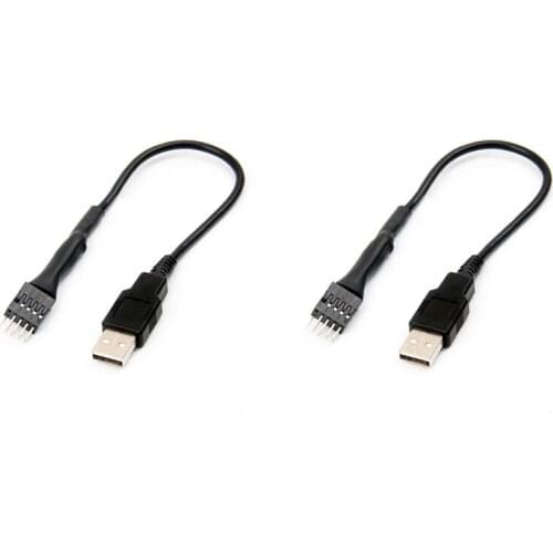 2Pcs 20cm 9 Pin Male to External USB a Male PC Mainboard Internal Data Extension Cable