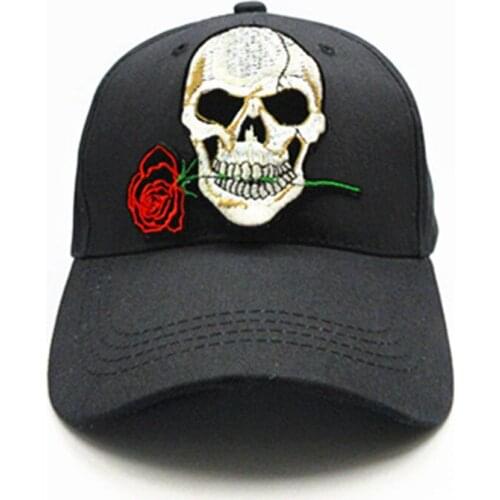 2019 Rose Skull Embroidery Cotton Baseball Cap Hip-hop Cap Adjustable Snapback Hats for Men and Women 142