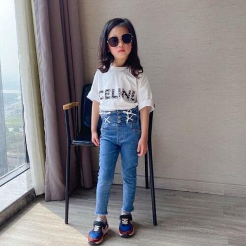 2021 new wholesale girls denim pants fashion spring girls jean pants 3-8t A714