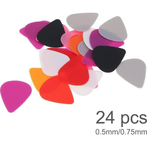 24pcs Guitar Picks 0.5mm 0.75mm Smooth ABS Ukulele Guitar Plectrum with Box high quality ABS Guitar Accessories
