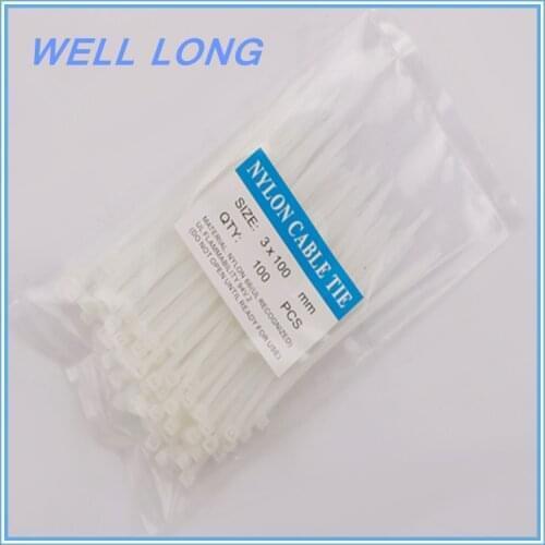 500pcs/lot 3*100mm White Nylon Wire Cable Zip Ties, Cable Ties