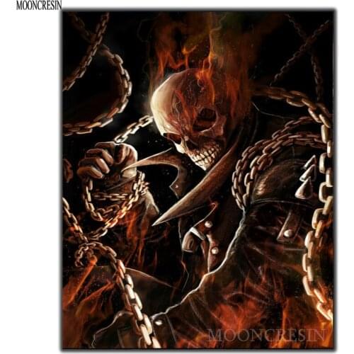 5D Diy Diamond Painting Cross Stitch Devil With Chain Needlework 3D Diamond Embroidery Full Round Mosaic Decoration Resin Kits