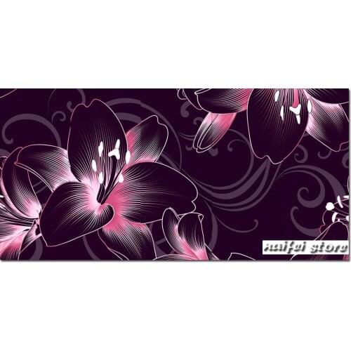 5D DIY Diamond Painting Magic flower Full Circle Square Rhinestone Embroidery Purple Lily Black Background Mosaic Home Decor