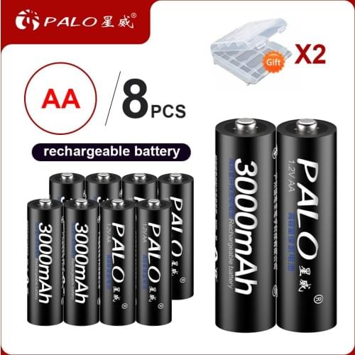 PALO 2a aa AA rechargeable battery 1.2V AA 3000mAh Ni-MH Pre-charged Rechargeable Battery 2A Baterias for Camera toy car