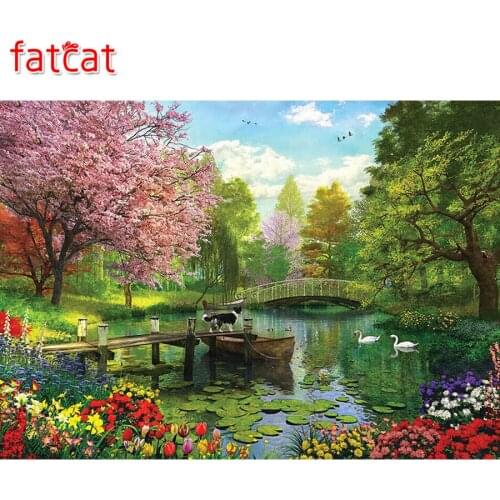 FATCAT Diamond Embroidery Sale Park Scenery 5D Diy Diamond Painting Full Square Round Resin Picture Art Home decoration AE742