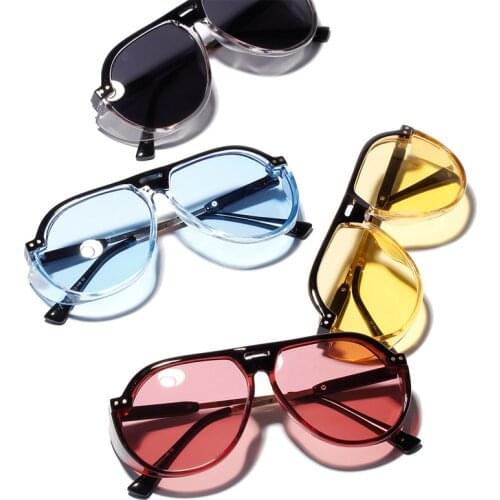 AOZE2021 new Transparent color frog mirror female retro fashion big face big frame sunglasses male anti-UV unisex sunglasses